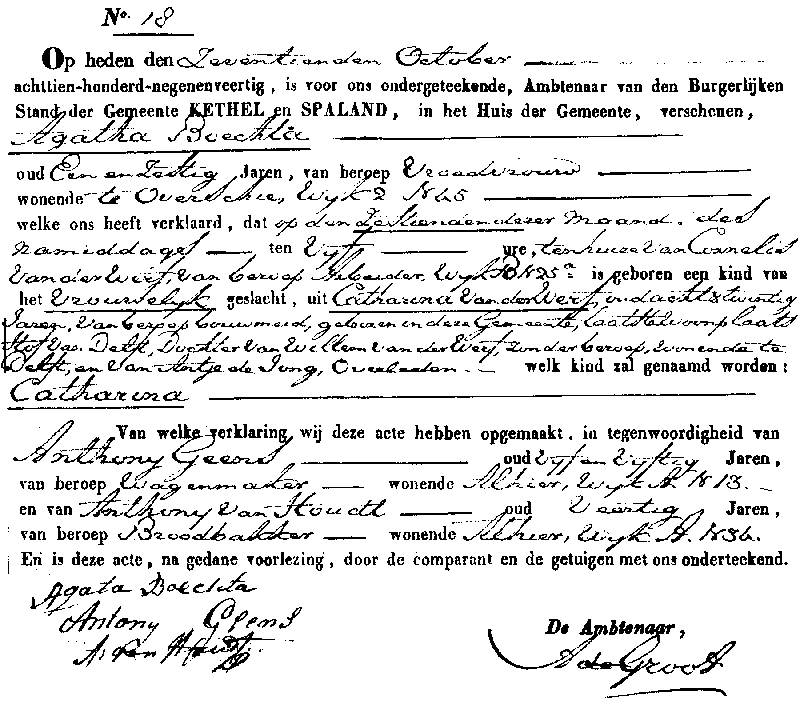 1849 Geb akte 18 Catharina dv Catharina vd Werf